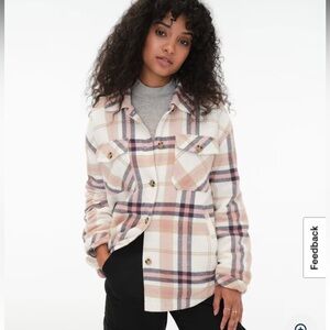 Black Tape Plaid Utility Jacket - Pink and Cream